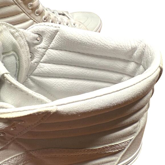 VANS Sk8-Hi Men's 10/W11.5 True White Sneakers Leather Cuff Canvas Skate Shoes - Picture 14 of 16